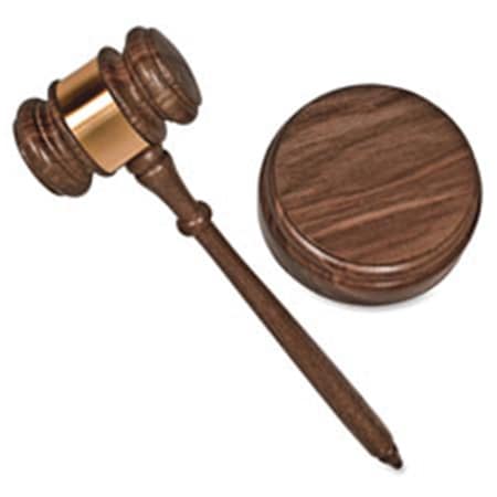 The Workstation Gavel Set, Sound Block, Brass Band, 10.25 in. Gavel, Walnut TH127536